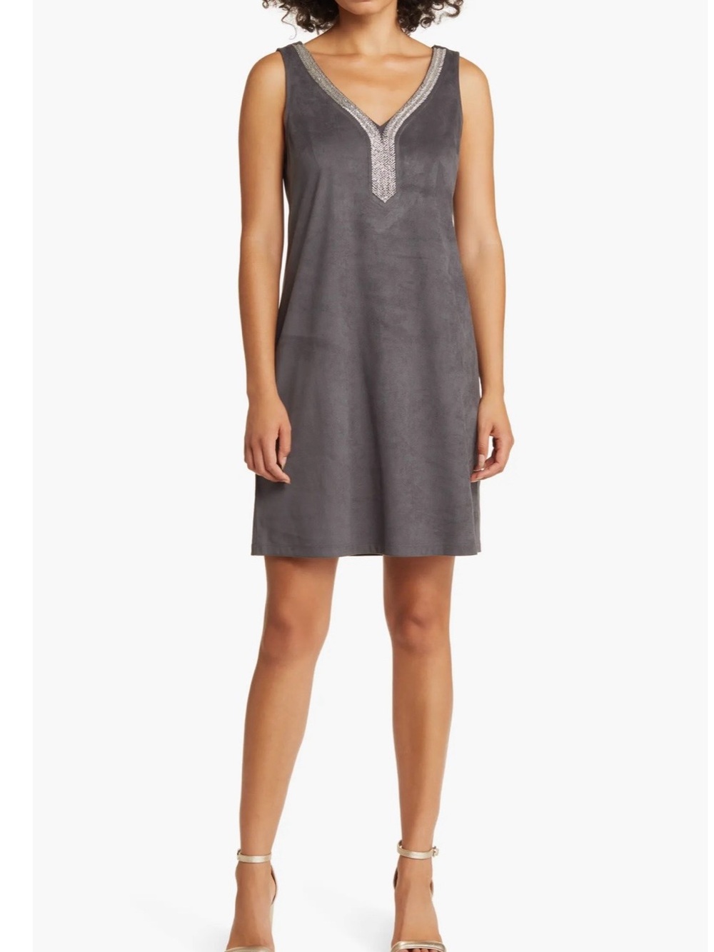 Tommy Bahama Salina Sands Embellished Faux Suede Shift Dress